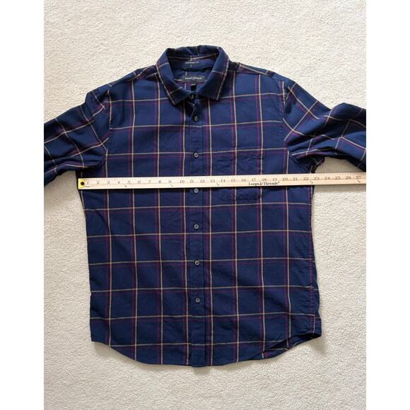 Banana Republic Untucked Standard-Fit Button-Down Cotton Navy Plaid Men’s Size L - Picture 7 of 7